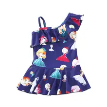 Красивые купальники бикини для девочек печати один с открытыми плечами Купальник Купальный одежда для плавания цельный