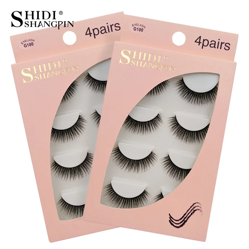Shidishangpin 4 пары cilis ресницы норки 3d накладные натуральные Make Up полосы норка