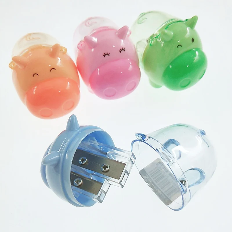 Точилка для карандашей Kawaii Pig с двумя отверстиями Мультяшные узкие яркого цвета