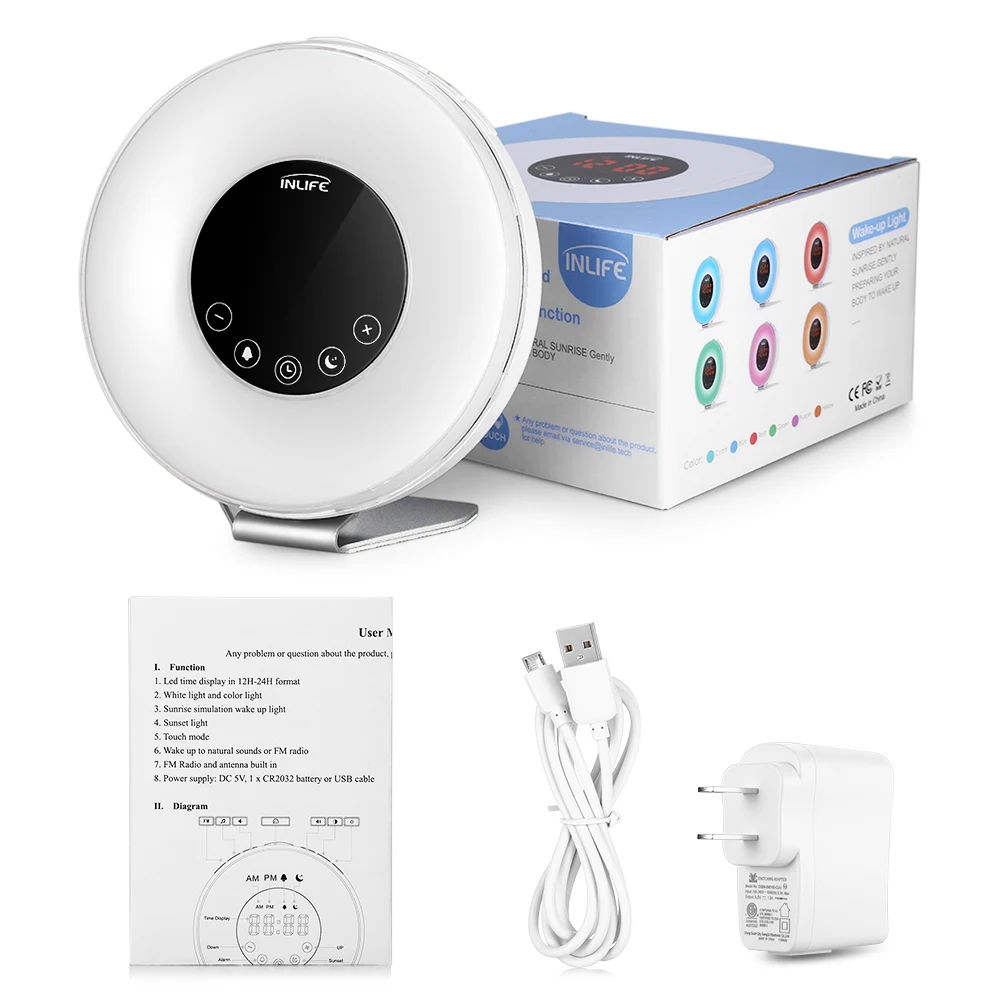 Inlife 6639 Wake Up Light с FM радио дисплеем времени Сенсорный режим светодиодный дисплей