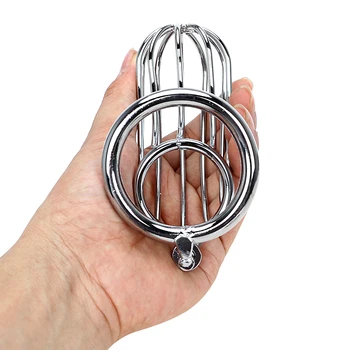 VATINE Cock Cage Lockable Stainless Steel Penis Cock Ring Sleeve Lock Sex Toys for Men Male Chastity Device Adult Products 2
