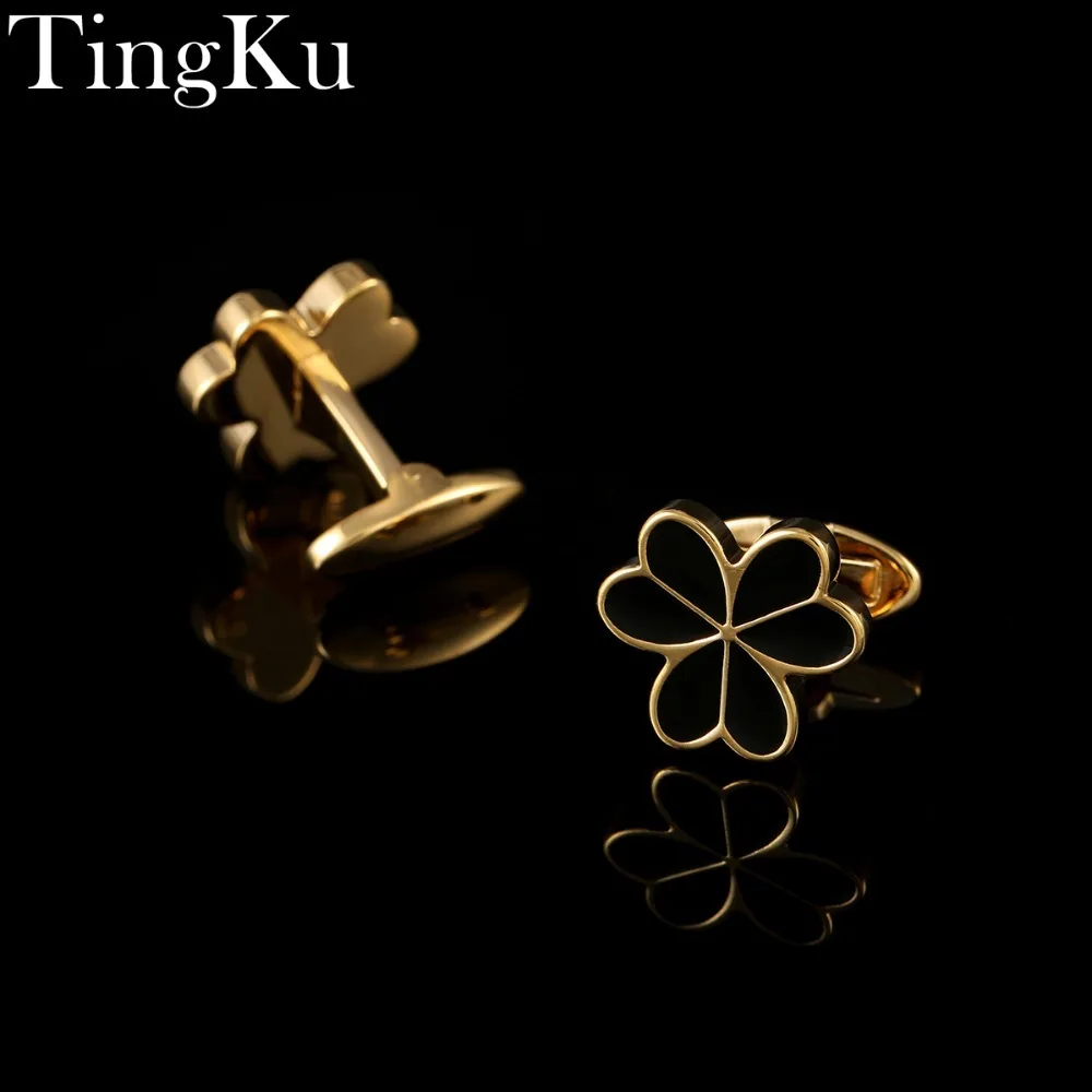 

Personalized Cufflinks Black Flower Shape Golden Retro Cufflinks Women Cuff Buttons Gifts for Men Jewelry Wedding Cuff Buttons