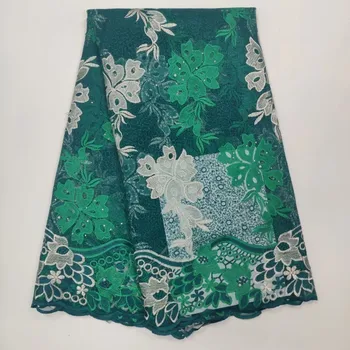 

2019 High Quality African Lace Fabric green French Net Embroidery Tulle Lace Fabric For Nigerian Wedding Party Dress