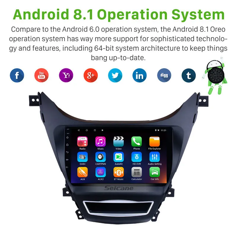 Sale Seicane Android 8.1/7.1 9Inch 2 DIN GPS Car Radio 8-Core Wifi Multimedia Player For 2008 Hyundai Elantra Support Bluetooth SWC 1