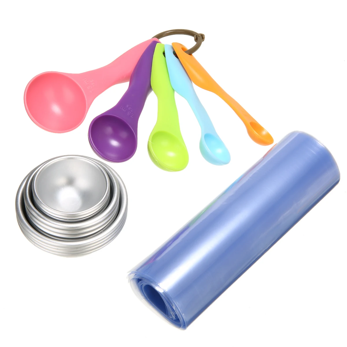 

12pcs 3 Sizes Bath Bomb Molds Making Kit Set Aluminium-alloy Ball Mould Maker with Spoon Shrink Wrap Bag DIY Bathing Tool
