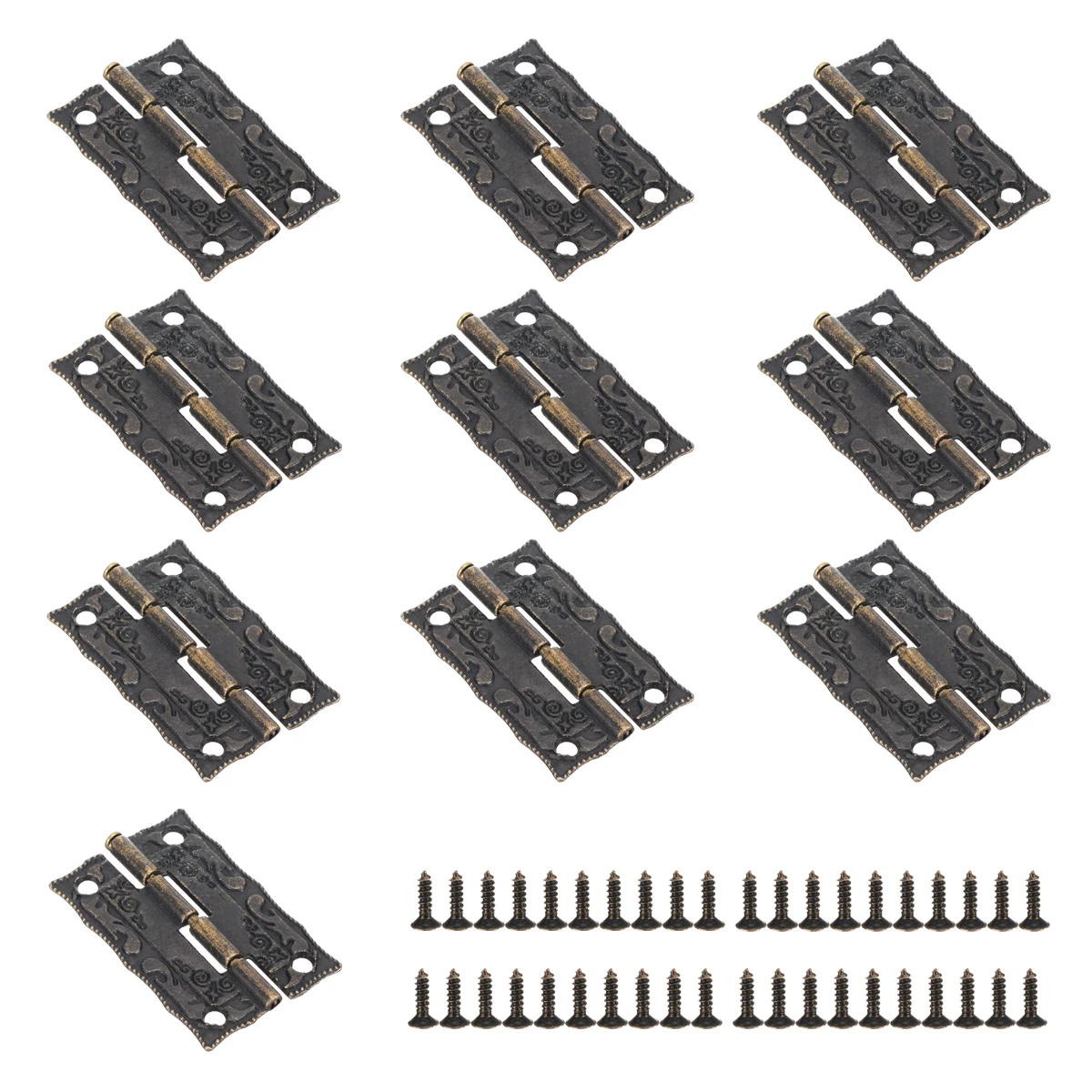10pcs/set Antique Bronze Hinges Cabinet Door Drawer Decoration Vintage Brass Hinge For Jewelry Wooden Box Furniture Hardware