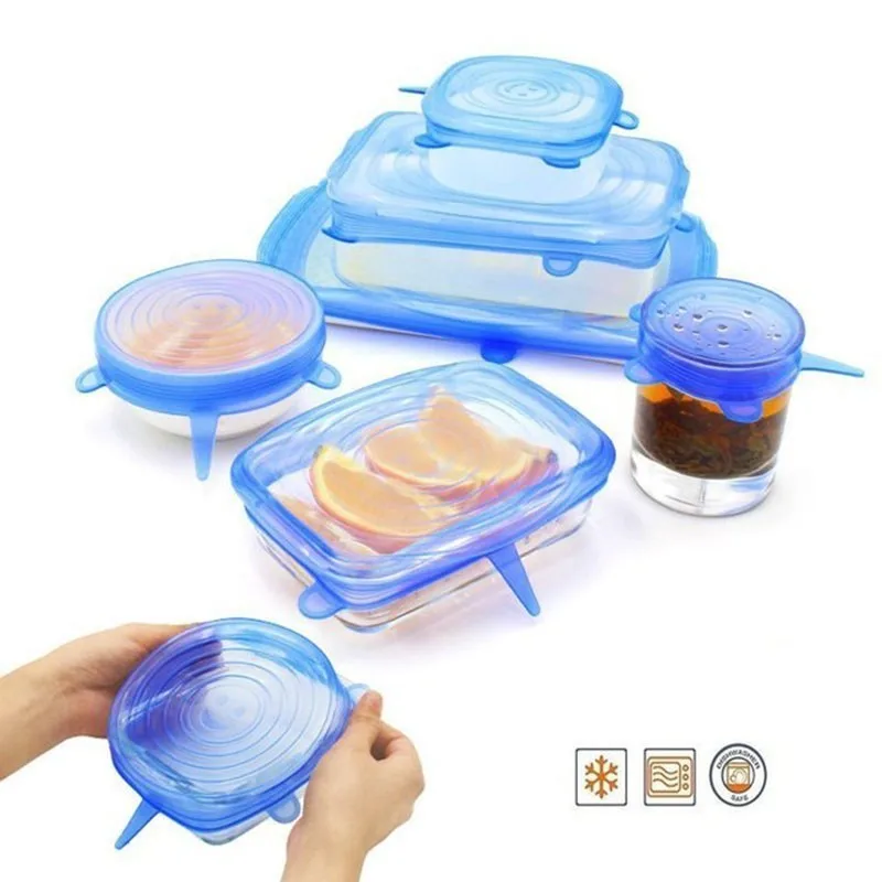 

6pcs/set Silicone Stretch Lids Universal Lid Silicone Food Wrap Bowl Pot Lid Silicone Cover Pan Cooking Kitchen Accessories