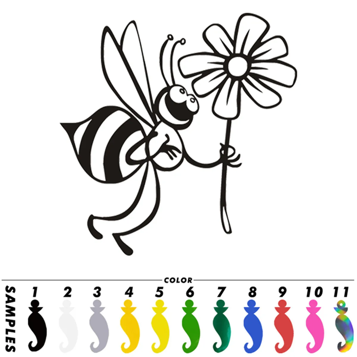 Lebah Lucu Dan Indah Bunga Mobil Stiker Dinding Rumah Kaca Jendela