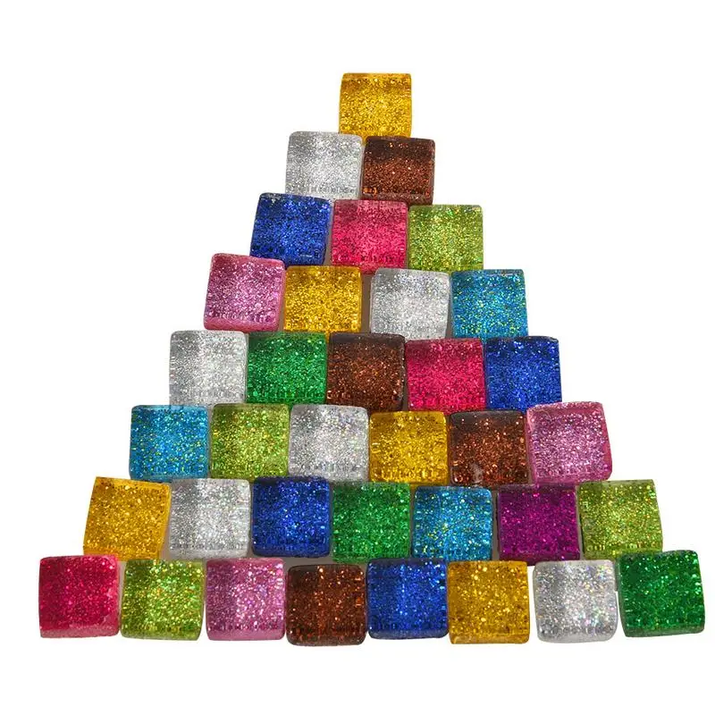 

10 Color Square Classic Fashion Art Glass Mosaic Tile Glitter Monochrome Diy Handmade Art Home Decor