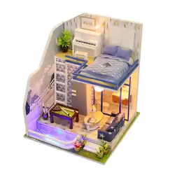 Миниатюрный Кукольный домик строительным дом ручной работы DIY Модель хижина сборка мебели подарок на день рождения для детей развивающие
