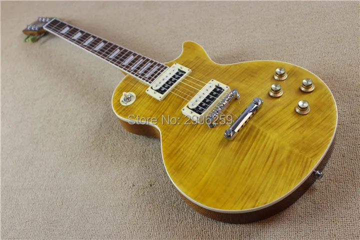 

Hot slash guitar,natural color,glossy finish,glued in one piece mahogany guitar,zebra pickups,Chinese factory guitar