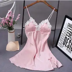 Женское белье сексуальное кружевное шелковое платье для сна Babydoll кружевное Ночное платье Ночная сорочка атласная Домашняя одежда