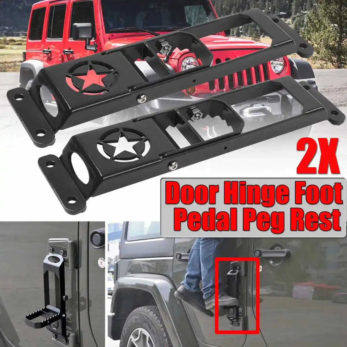 Matel Car Folding Door Hinge Foot Pedal Peg Rest For Jeep For Wrangler
