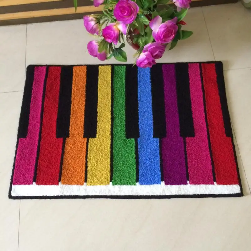 WINLIFE Piano Area Rug Colorful Strings Design Door Mat Area Rug for Living Room Rugs for Bedroom Cartoon Rugs and Carpets