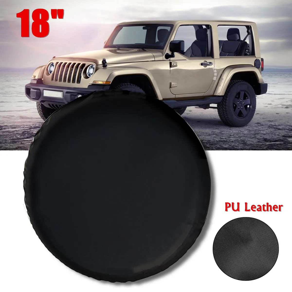 Чехол на колесо для Jeep /Wrangler мягкая задняя крышка колеса 18 дюймов черного цвета