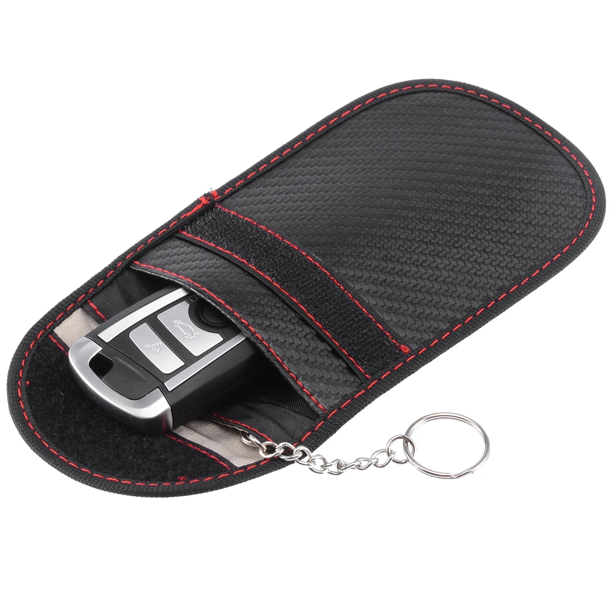 

1PC Car Key Case Cover Carbon Fiber Style PU Leather Car Key Sensor Jammer Bag Mayitr Key Case For Car