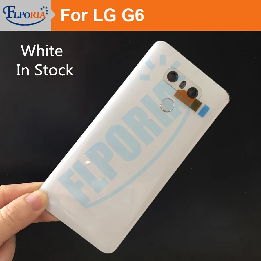 

White For LG G6 H870 Back Cover Battery Door Back Housing Rear Case Assembly With Camera Lens glass Fingerprint Flex Cable