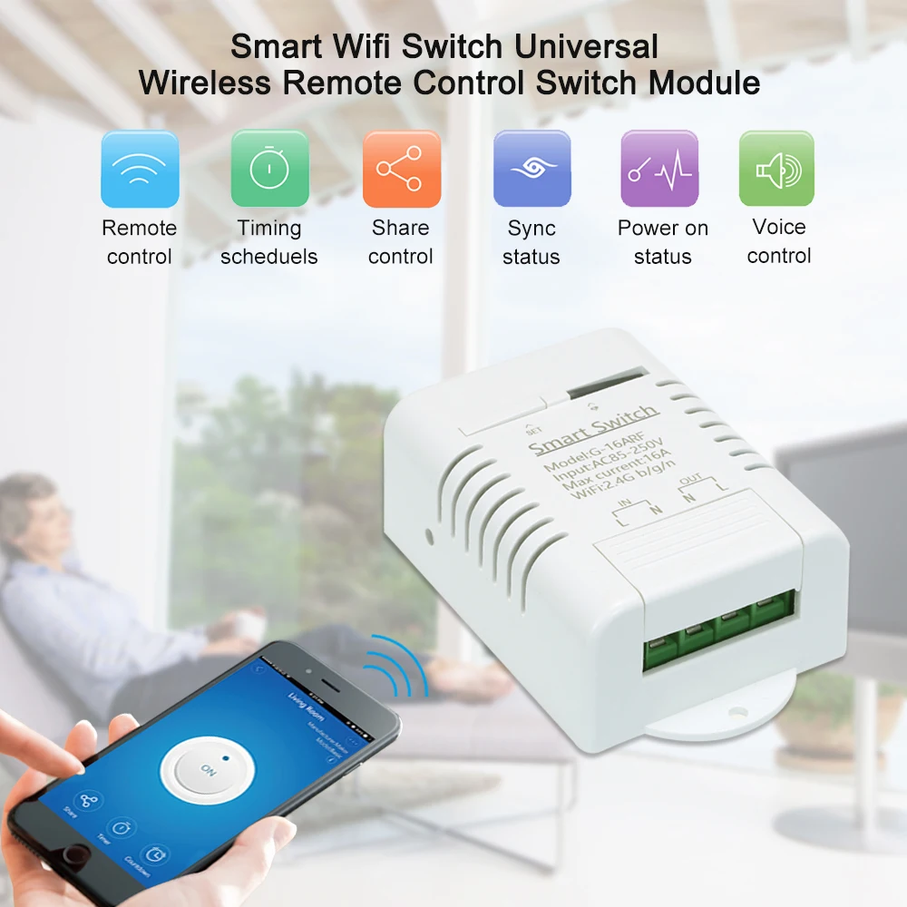 Умный Wifi Switch16A/3500 Вт беспроводной пульт дистанционного управления таймер для