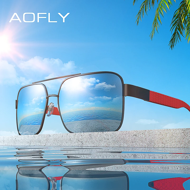 AOFLY BRAND DESIGN Polarized Sunglasses Men Driving Square Metal Frame Men's Glasses Male Eyewear Goggles UV400 Gafas AF8181