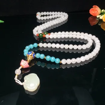 

2020 Pulseira Masculina Bracelet Erkek Bileklik Hetian 8mm Long Necklace Sweater Chain Matching And Tian Yuping Life Hanging
