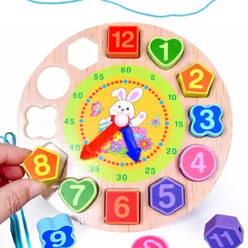 

DIY Wooden Blocks Toys Digital Geometry Clock Toy Figure Blocks Children's Montessori Educational Toy For Children Baby Boys