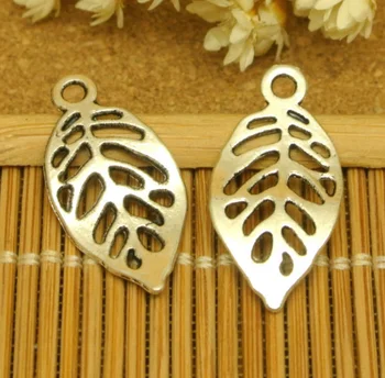 

200pcs Exquisite hollow leaf Popular in Europe America charms pendants 11*22MM bronze Antique silver Handmade accessories craft