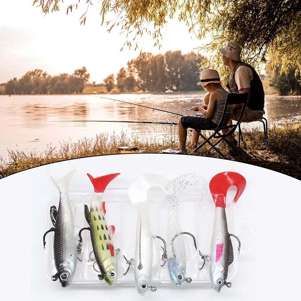 

5PCS Lures Fishing Bait Lead Plating Set Boxed Lure Fishing Soft Baits Fishing Gear Catching Fish Supplies Tool Accessories