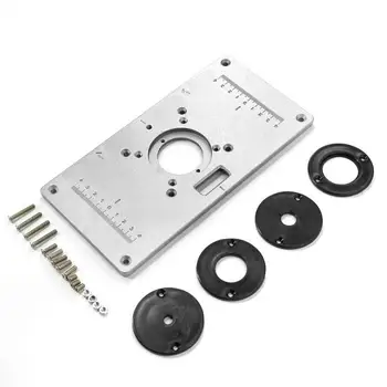 

Router Table Insert Plate Woodworking Benches Aluminium Wood Router Trimmer Models Engraving Machine With 4 Ring Tools