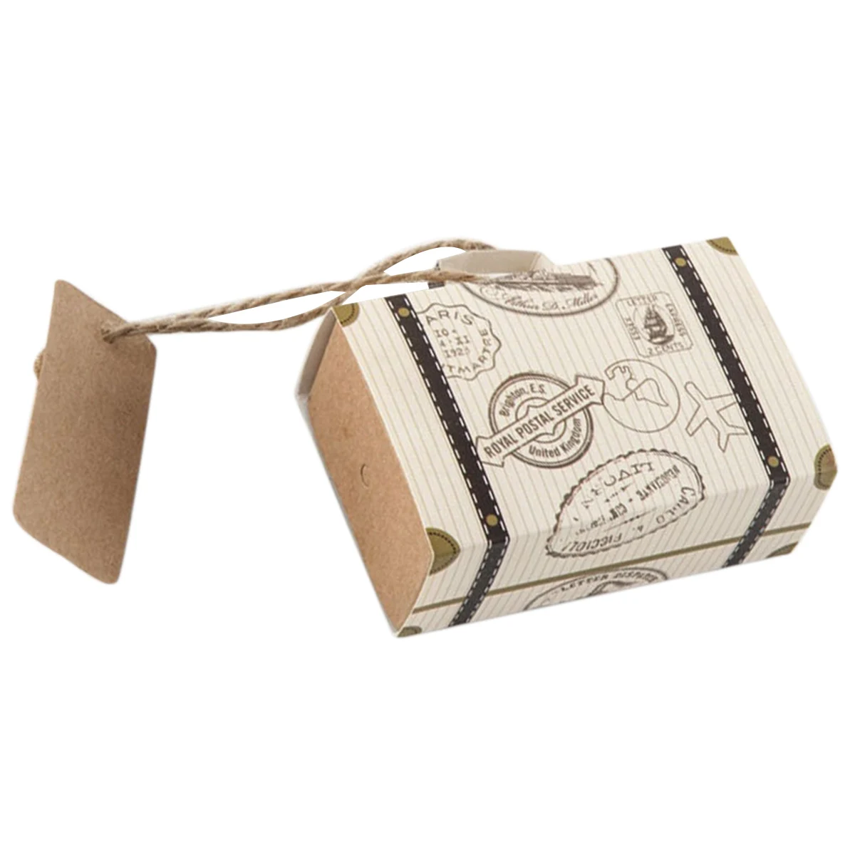 

1PC Mini Candy Box Kraft Paper Candy Storage Box for Wedding Brithday Party Decoration with Burlap Twine Tags Candy Case