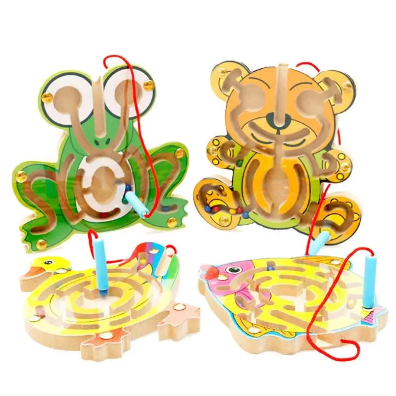 Магнитный лабиринт игрушка деревянная детская Образовательные Игрушки для раннего развития новинка подарок Магнитный лабиринт кисточки