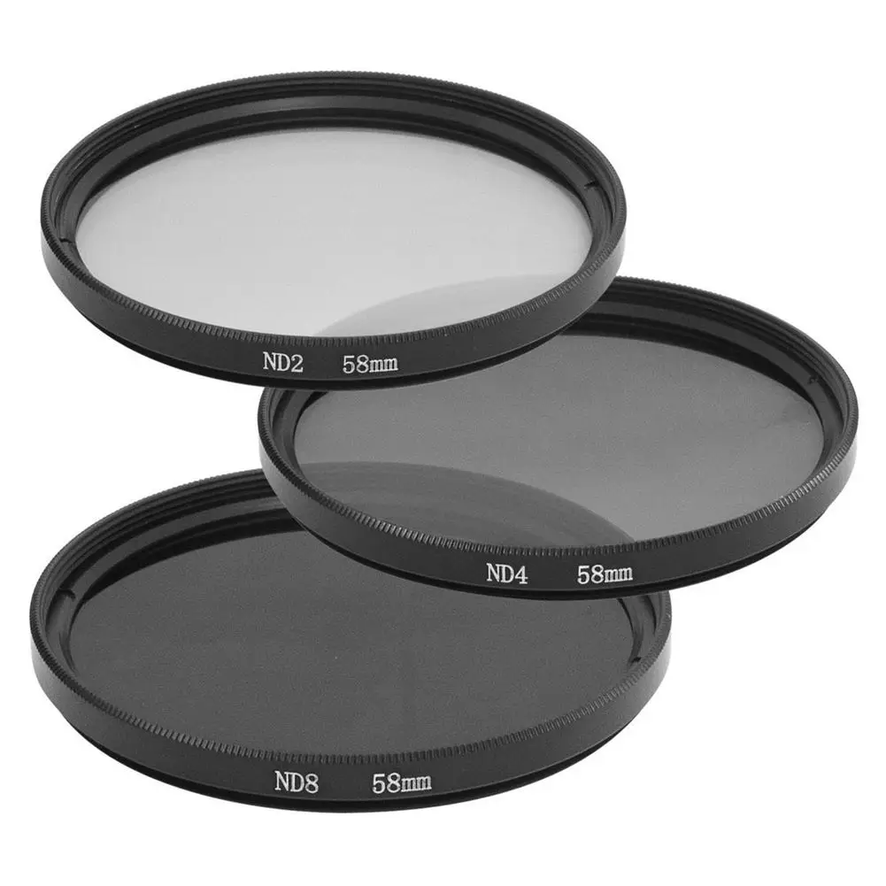 3pcs//lot 58mm Neutral Density ND2 ND4 ND8 Filter Set 58 mm Camera Lens ND filtros for Canon 600D 550D 450D Rebel T4i T3 18-55mm