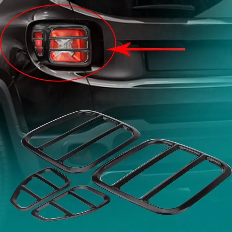 

For Jeep Renegade 2015 2016 2017 4Pcs Car Styling Metal Tail Light Cover Taillight Lamp Protector Guard Accessories