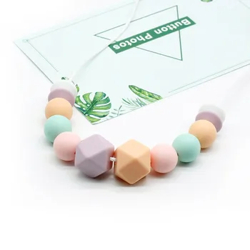 

Mom Baby Silicone Nursing Necklace Beads Teething Toys Baby Teether Colar Mordedor Siliconen Kralen Houten Bijtring Nurse Gift