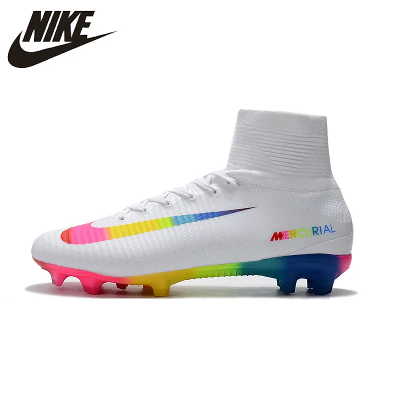 

Nike MERCURIAL SUPERFLY V AG Soccer Shoes White Superfly High Ankle Football Boots Outdoor for Men 831955-002 size 39-45
