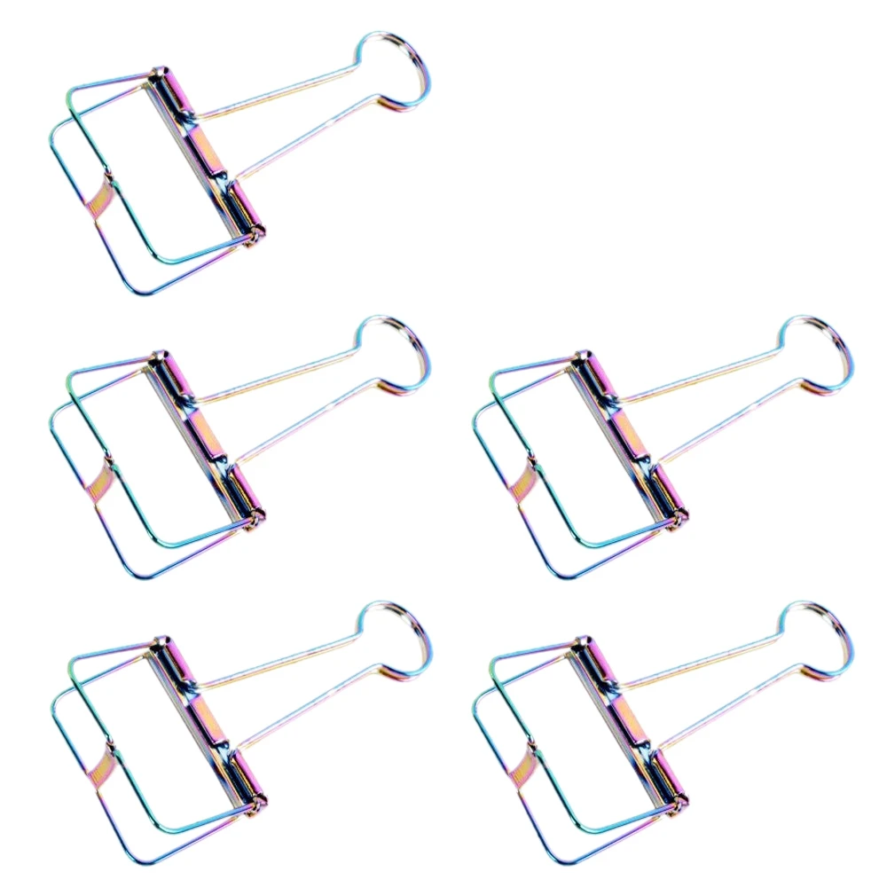 

5 Pcs Colorful Hollow Binder Paper Wire Clips 2 Inches Swallowtail Clip for Files,Documents,Ticket,Office,School and Home Supp