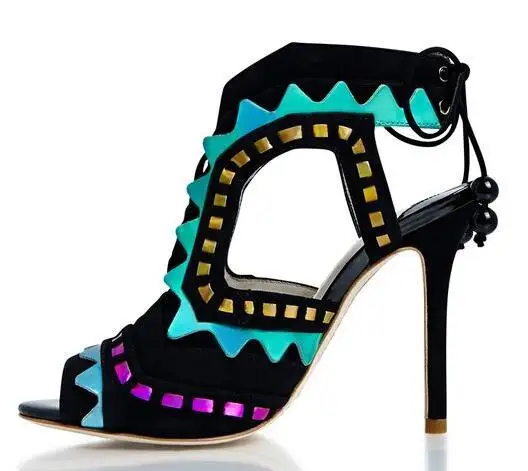 D'été Partie 2018 Talons Picture As À Côté Dames as Sexy Ouvert Mode Robe Chaussures Picture Haute Perles Qualité Sandales Bout Découpes Lacent pZF8rp