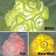 Роза цветок свет Строка Рождество праздник гирлянды для Валентина Свадебные украшения 20 светодиодные лампы на батарейках Led