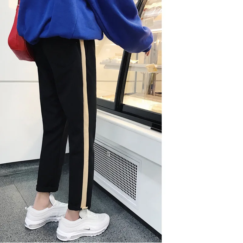 Spring New Men's Casual Pants M-2XL Stitching Personality Sports Pants Youth Travel Color Cotton Polyester Micro-spin Straight