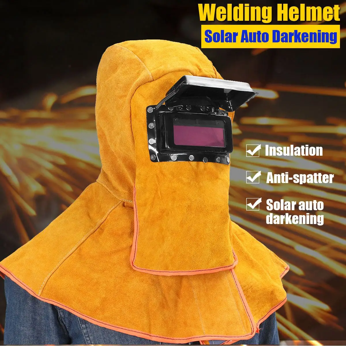 

1 PCS Leather Solar Auto Darkening Filter Lens Protect Welding Neck Mask Helmet Splash Prevention High Temperature Resistance