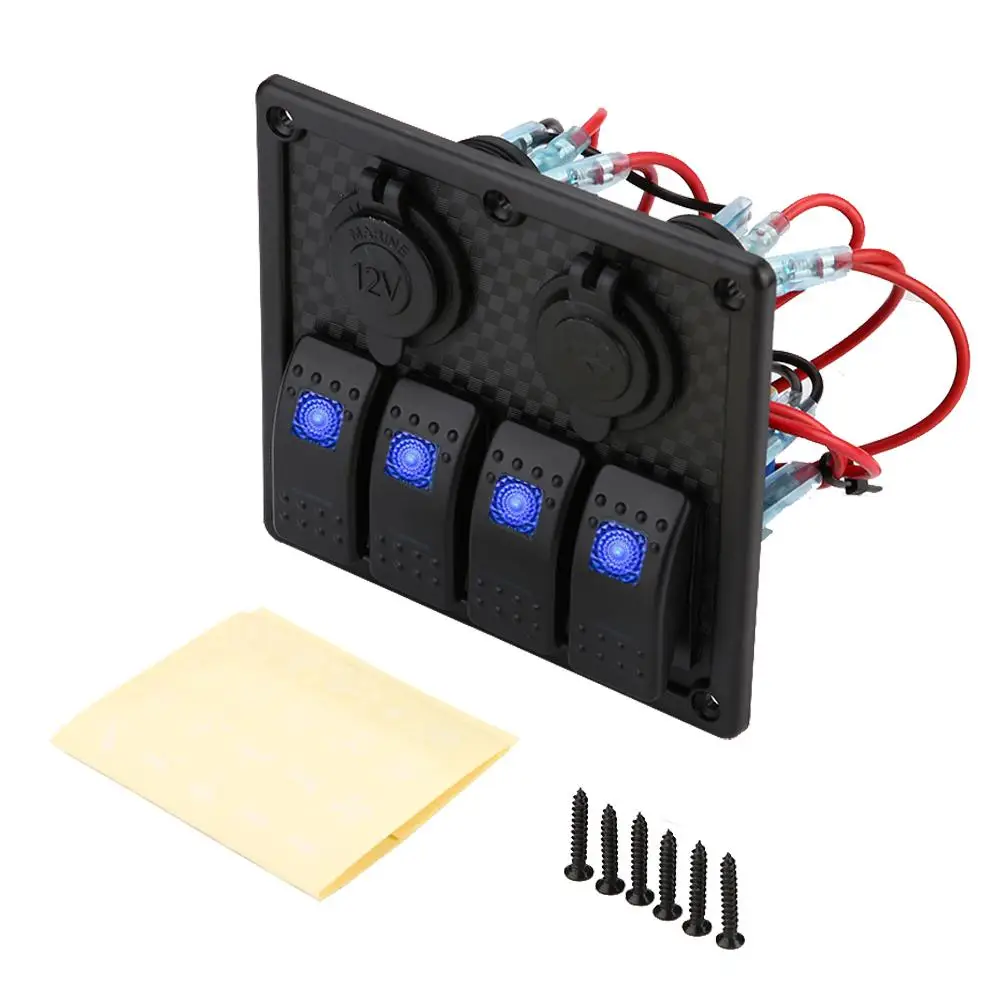Blue 4 Gang Plastic LED Waterproof USB Toggle Auto Switch Panel Vehicle Accessory car accessories | Автомобили и мотоциклы
