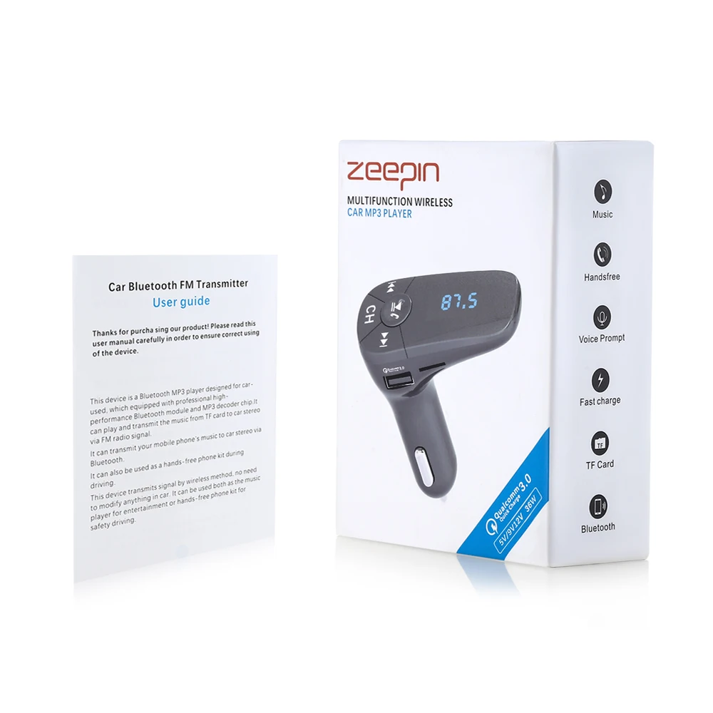 ZEEPIN T10 автомобильный fm передатчик Bluetooth в автомобиле беспроводной MP3 плеер стерео