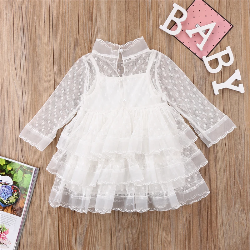 

1-5Y Cute Kids White Lace Dress For Girls New Year Costumes For Girls Baby Girl Gown Dresses Tutu Dress Tulle 2018 Hole Vestidos