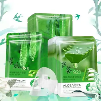 

1PC Facial Mask Plant Cosmetic Skin Care Beauty Moisturizing Oil Control Whitening Sheet Mask Cucumber Aloe Balsam Pear Masks