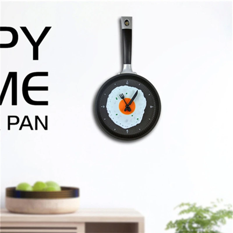 Cheap Cutlery design creative omelette pot shape kitchen clock creative modern home decoration hanging table