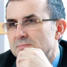 Очки для чтения с защитой от синего излучения, женские очки без оправы, обрезные очки для компьютера, мужские деловые очки с защитой от усталости, бескаркасная Пресбиопия