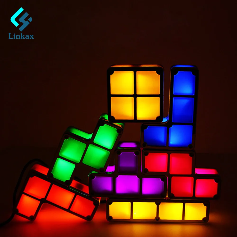 EU/US Plug DIY Tetris Night Light Colorful Stackable Tangram Puzzles 7 Pieces LED Induction Interlocking Lamp 3D Toys Child Gift EU/US Plug DIY Tetris Night Light Colorful Stackable Tangram Puzzles 7 Pieces LED Induction Interlocking Lamp 3D Toys Child Gift