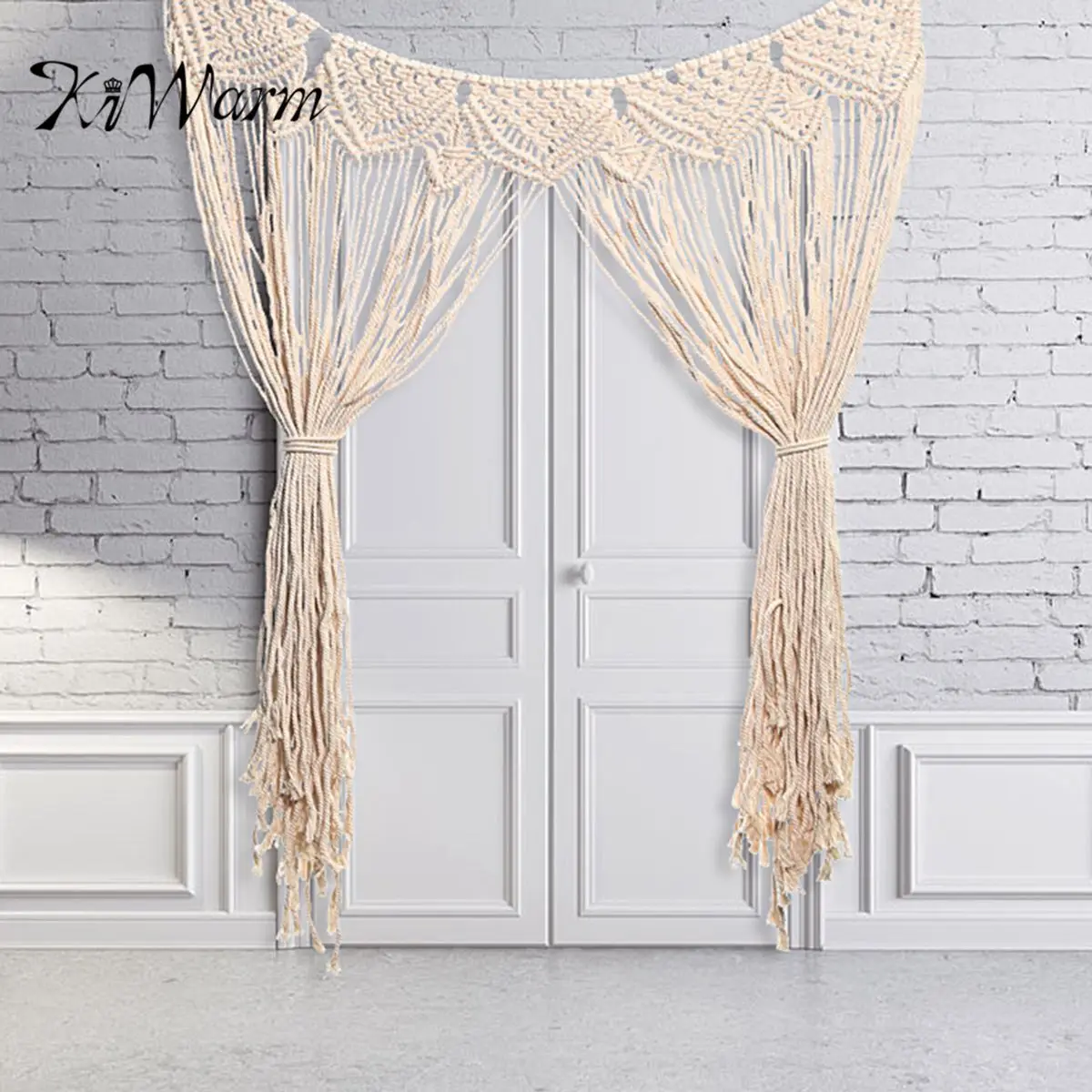 

KiWARM 1pcs 81x115cm Macrame Wall Hanging Tapestry Room Divider Door Window Curtain Wedding Backdrop Home Decoration Supplies
