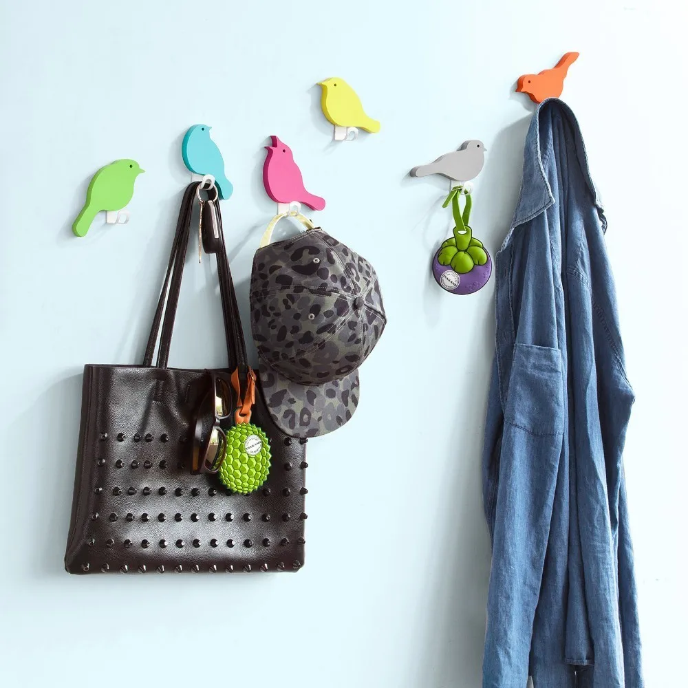 

SoBuy FRG64-F Set of 6 Wall Hooks in Bird Design, Wall Hangers Coat Hooks