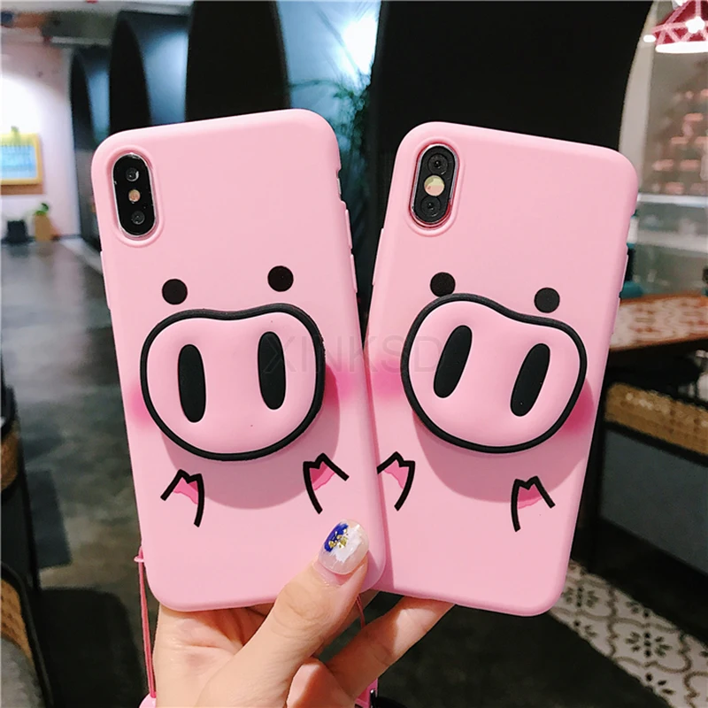 

Cute Cartoon Pig Phone Case For Samsung Galaxy S6 S7 edge S8 S9 Plus S9Plus Note 8 A50 A80 A7 2018 Case Cover Nose TPU Soft Capa