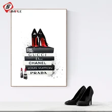Lady Lipstick makeup Art Print Paris Brand Nordic Perfume Flower Fashion Poster and Print  Pictures Bedroom Decoration No Frame